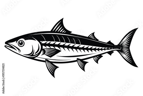 mackerel silhouette line art vector illustration