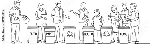 people sorting recyclable materials