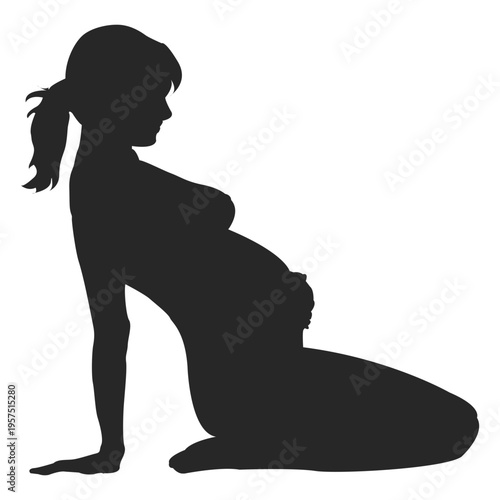 Pregnant woman sitting back