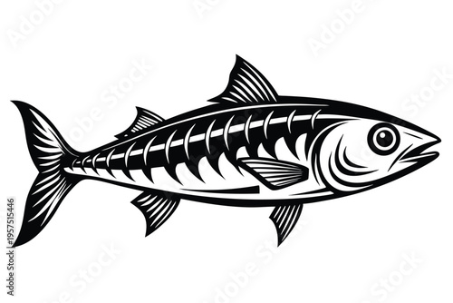 mackerel silhouette line art vector illustration