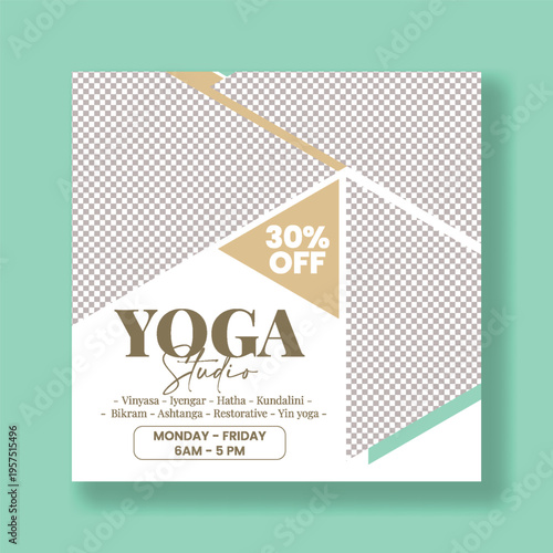 Minimal Yoga Meditation Social Media Post Template, Modern Wellness Spa Beauty Salon Flyer Poster Design, Mindfulness Relaxation Fitness Self Care Advertising Graphics