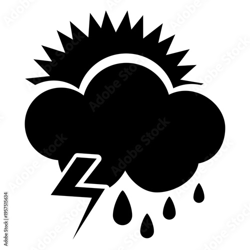 Sunny thunderstorm rainy icon