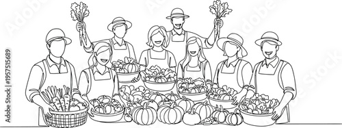 Farmers market team with fresh produce