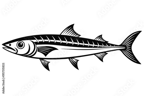 mackerel silhouette line art vector illustration