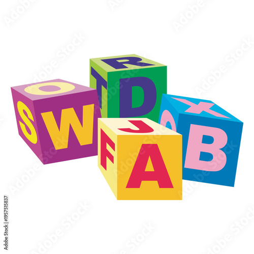 Wooden alphapetic cubes