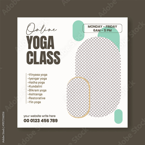 Yoga Social Media Post Template, Meditation Wellness Spa Flyer Poster Design, Mindfulness Fitness Healthy Lifestyle Self Care Promotional Advertising Graphics