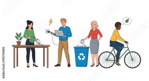 Sustainable Daily Habits: Eco-Friendly Activities for a Green Lifestyle – Watering Plants, Unplugging, Recycling, and Cycling
