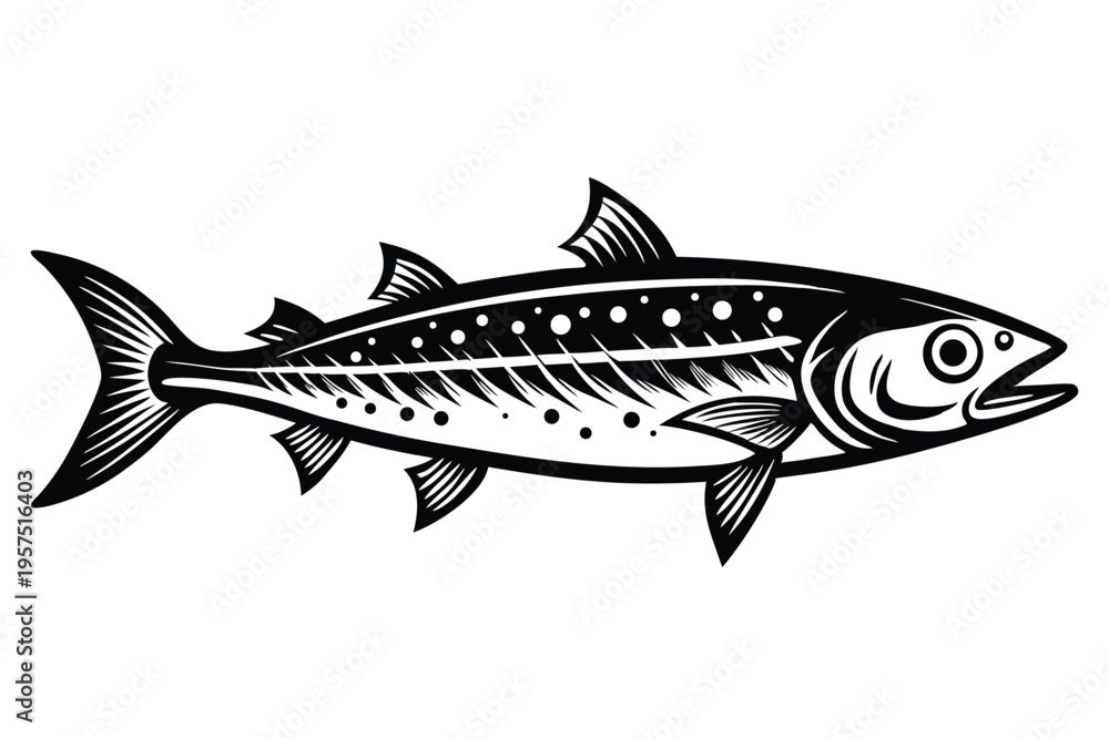 Fototapeta premium mackerel silhouette line art vector illustration