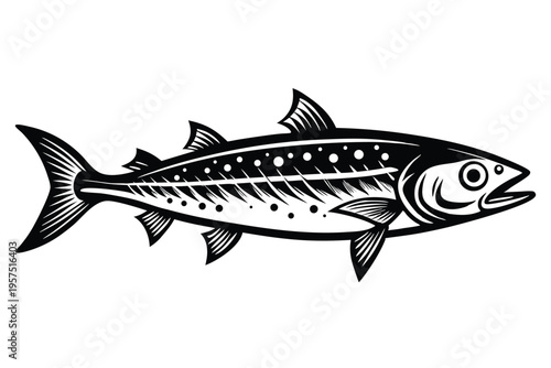 mackerel silhouette line art vector illustration