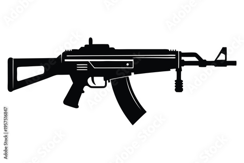 machine gun silhouette line art vector illustration