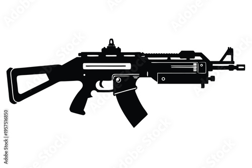 machine gun silhouette line art vector illustration