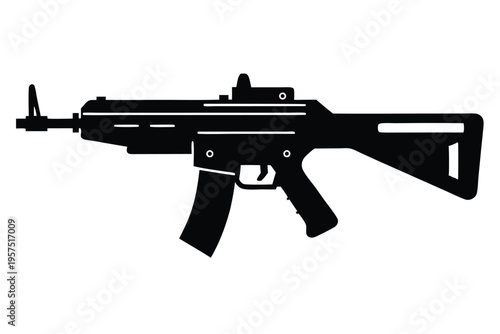 machine gun silhouette line art vector illustration