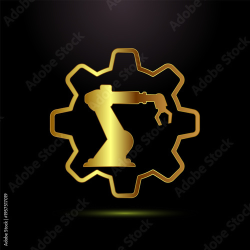 Industrial robotic arm illustration, automation and manufacturing technology concept design