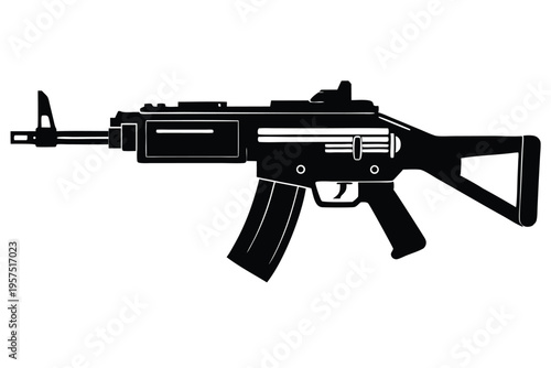 machine gun silhouette line art vector illustration