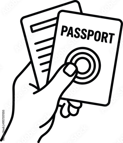 Hand holding a passport and an identification document securely