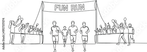 fun run participants crossing finish line