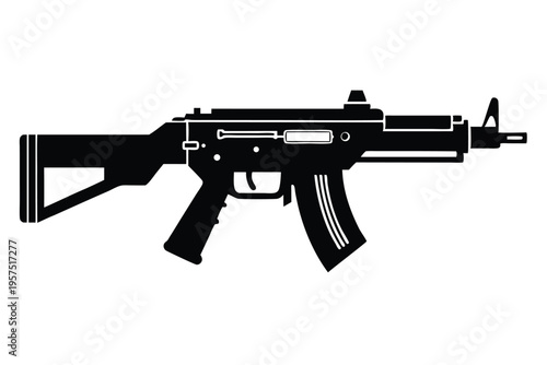 machine gun silhouette line art vector illustration