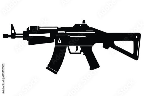 machine gun silhouette line art vector illustration