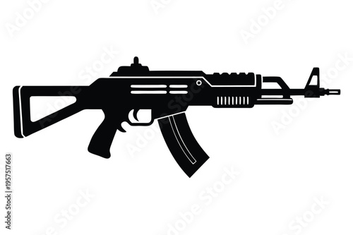 machine gun silhouette line art vector illustration