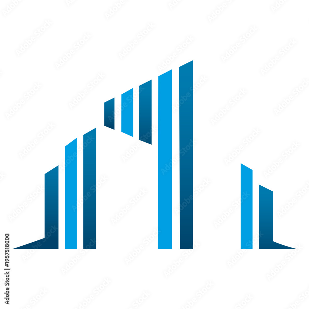 Fototapeta premium Blue bars buildings icon