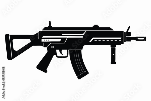 machine gun silhouette line art vector illustration