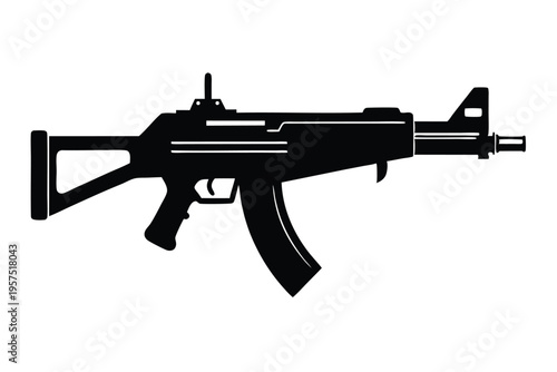 machine gun silhouette line art vector illustration
