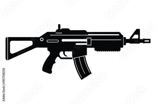 machine gun silhouette line art vector illustration