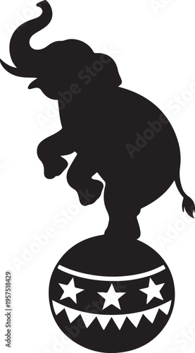  Circus Elephant Standing On The Ball silhouette vector
