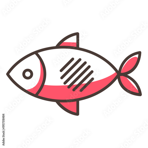 Fish stroke icon with shadows