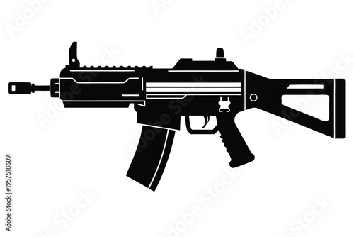 machine gun silhouette line art vector illustration