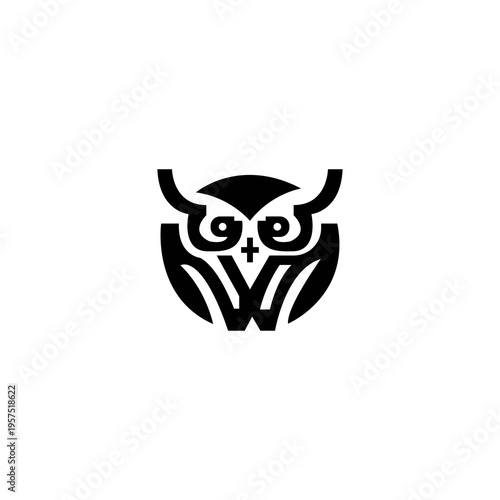 Owl illustration icon cross logo design