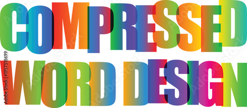 Overlap Typography Compressed Word Design Colorful Overlapping Text Vector