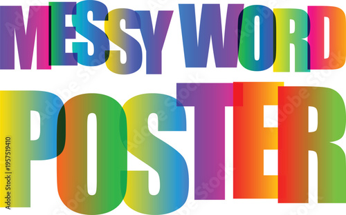 Overlap Typography Messy Word Poster Colorful Overlapping Text Vector