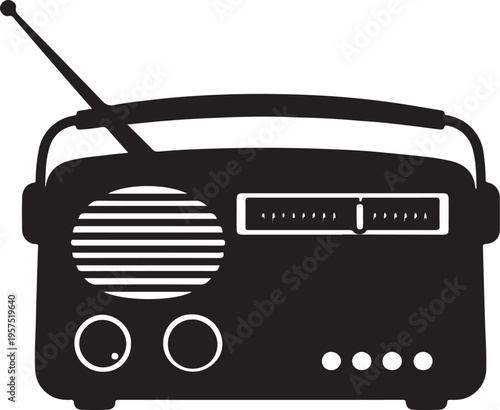 Retro radio silhouette vector