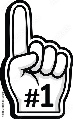 Number one gesture with a foam finger hand illustration