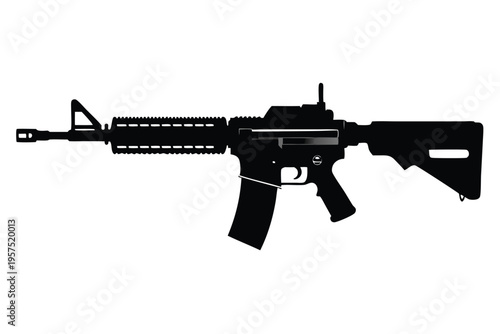 m4 carbine rifle silhouette line art vector illustration