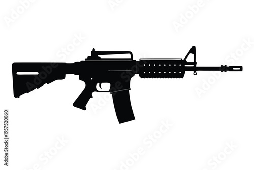 m4 carbine rifle silhouette line art vector illustration