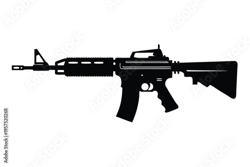m4 carbine rifle silhouette line art vector illustration