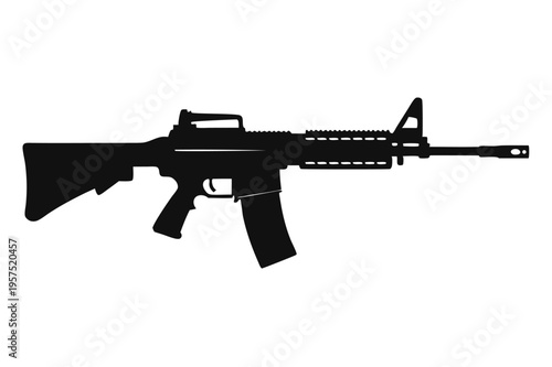 m4 carbine rifle silhouette line art vector illustration