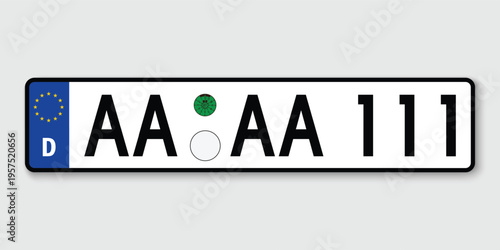German license plate with euro flag and registration number