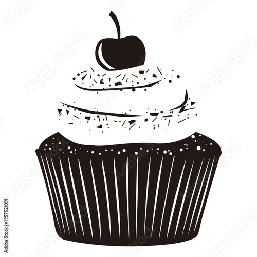 cupcake illustration cherry