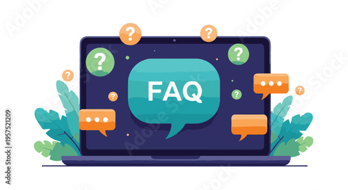 Frequently Asked Questions (FAQ) concept on laptop for online support
