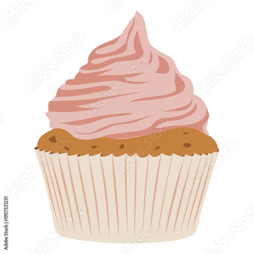 Strawberry cupcake illustration