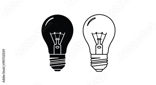 Two lightbulbs one dark and one light presented in a simple graphic