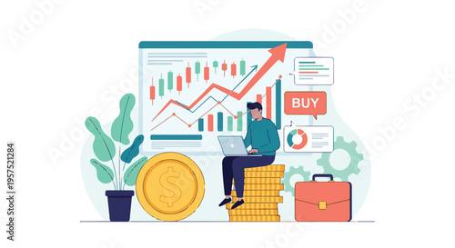 Financial investor analyzing stock market for business growth and profit