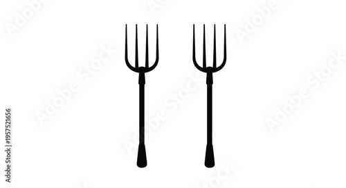 Two black garden forks displayed against a plain white background