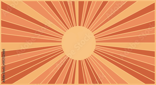 Retro Sunburst Radial Rays Pattern with Warm Orange and Peach Tones