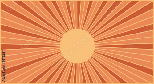 Retro orange sunburst background with radial lines and central circle