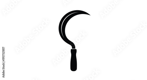 Simple black silhouette of a traditional hand sickle or reaping hook