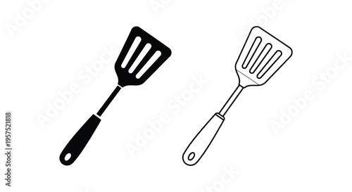 Black and white illustration of two different kitchen spatulas